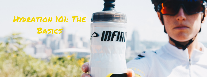 Athlete extending waterbottle out, text "Hydration 101: The Basics"