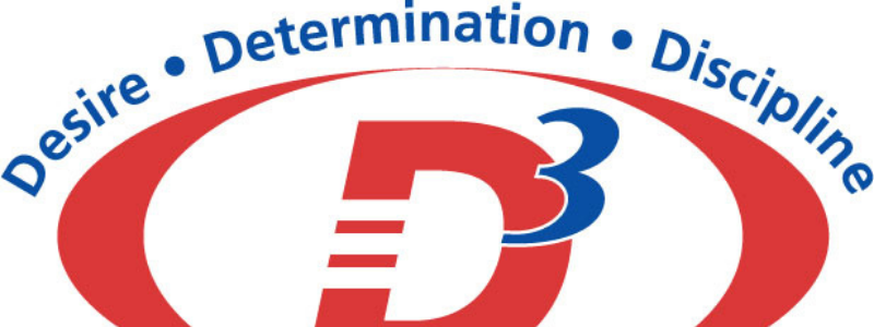 D3 Multisport logo, text "Desire Determination Diiscipline"