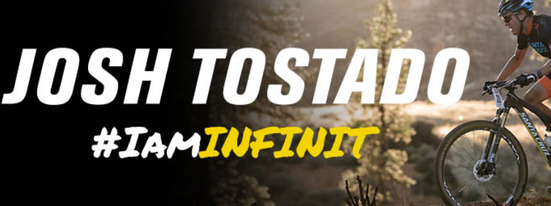 Jost Tostado on a bike, text "Meet Team INFINIT: Josh "Toast" Tostado"