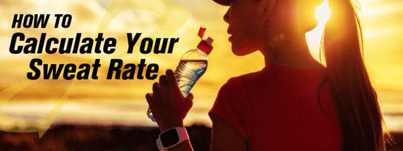 Woman drinking water, text "How to Calculate your Sweat Rate"