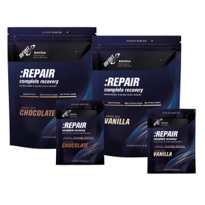 REPAIR Complete Recovery by INFINIT Nutrition Vanilla and Chocolate Multiserving and Single Serve Packages